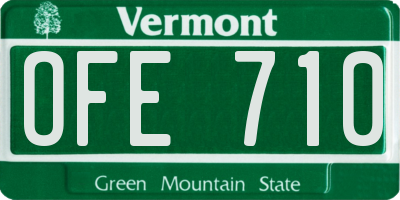 VT license plate OFE710