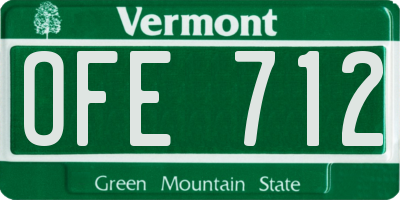 VT license plate OFE712