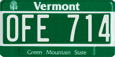 VT license plate OFE714