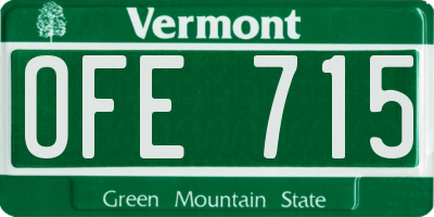 VT license plate OFE715