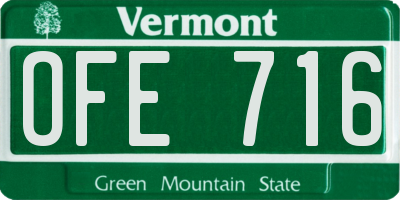 VT license plate OFE716