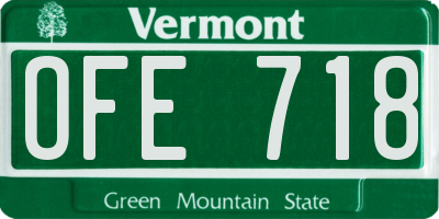 VT license plate OFE718