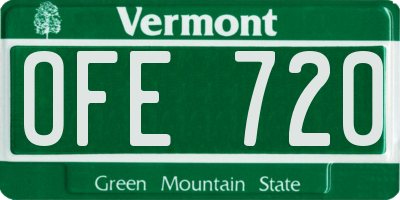 VT license plate OFE720