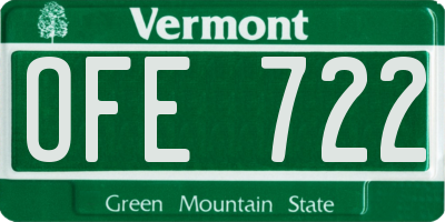 VT license plate OFE722