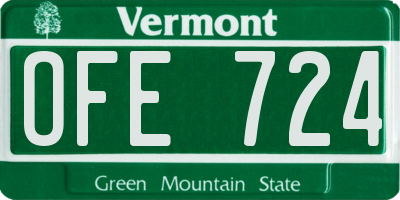 VT license plate OFE724