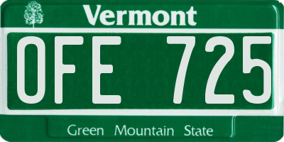 VT license plate OFE725