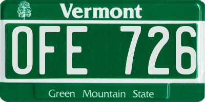 VT license plate OFE726