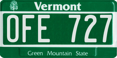 VT license plate OFE727