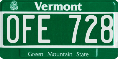 VT license plate OFE728