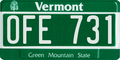 VT license plate OFE731