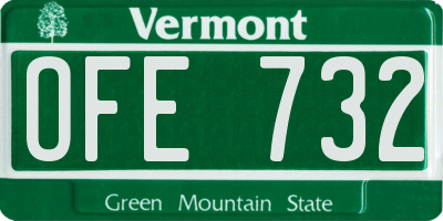 VT license plate OFE732