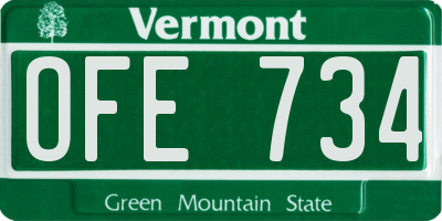 VT license plate OFE734