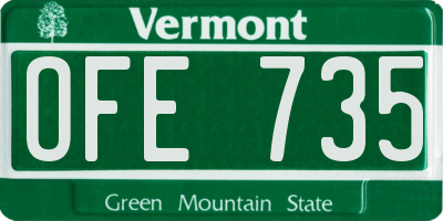 VT license plate OFE735