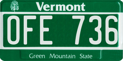 VT license plate OFE736