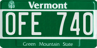 VT license plate OFE740