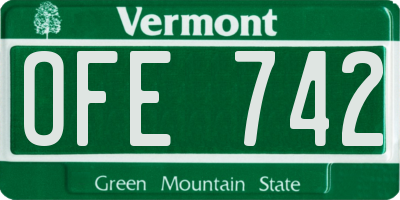 VT license plate OFE742