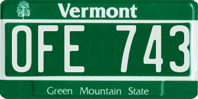 VT license plate OFE743