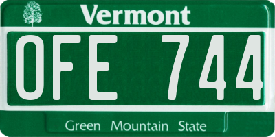 VT license plate OFE744