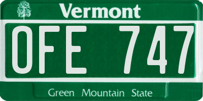 VT license plate OFE747