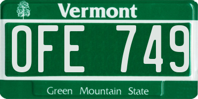 VT license plate OFE749