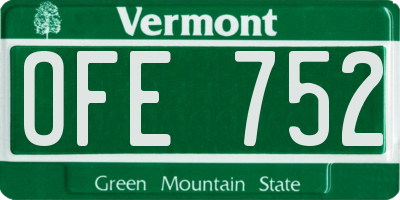 VT license plate OFE752