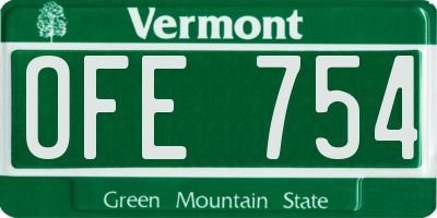 VT license plate OFE754