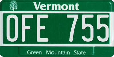 VT license plate OFE755