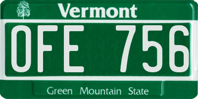 VT license plate OFE756