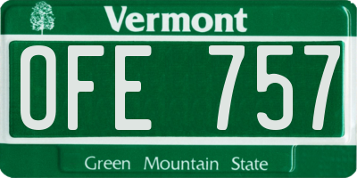 VT license plate OFE757