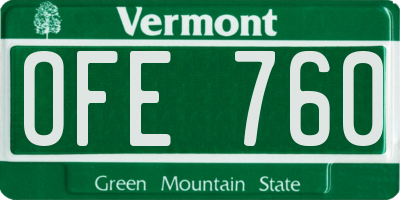 VT license plate OFE760