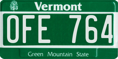 VT license plate OFE764