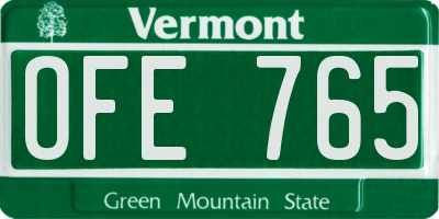 VT license plate OFE765