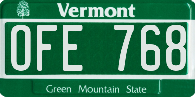 VT license plate OFE768