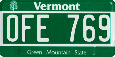VT license plate OFE769