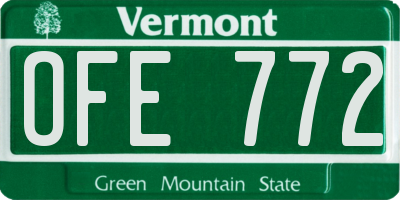 VT license plate OFE772