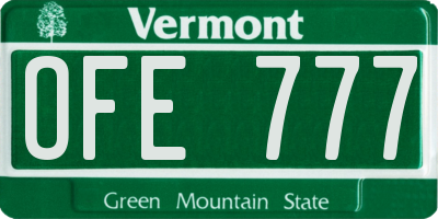 VT license plate OFE777
