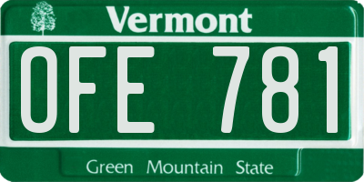 VT license plate OFE781