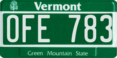 VT license plate OFE783