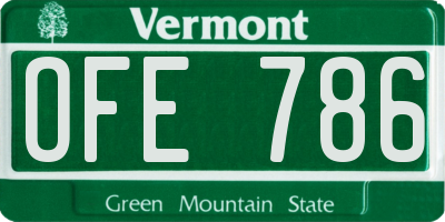 VT license plate OFE786