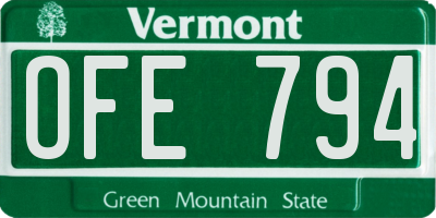 VT license plate OFE794