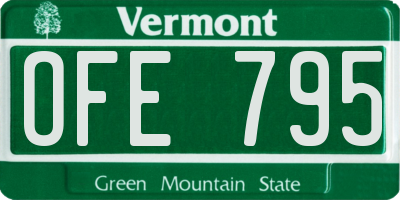 VT license plate OFE795