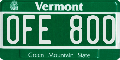 VT license plate OFE800