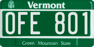 VT license plate OFE801