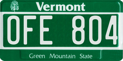 VT license plate OFE804