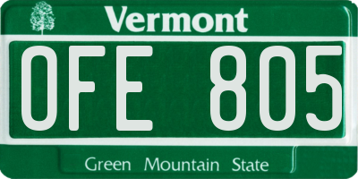 VT license plate OFE805