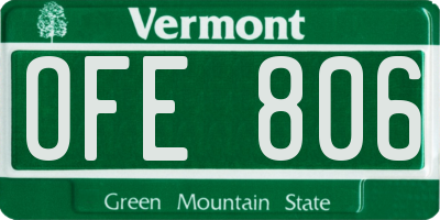 VT license plate OFE806