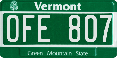 VT license plate OFE807