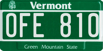 VT license plate OFE810
