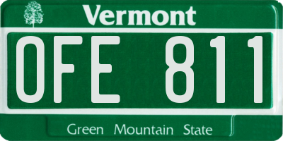 VT license plate OFE811
