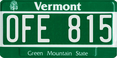 VT license plate OFE815